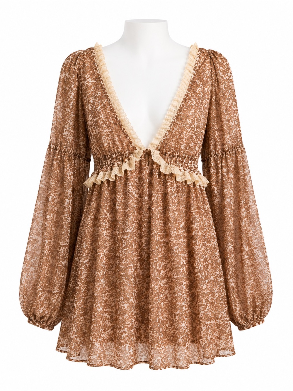 Size M Free People Pennie Mini Dress Ivory Combo Floral Boho Lace